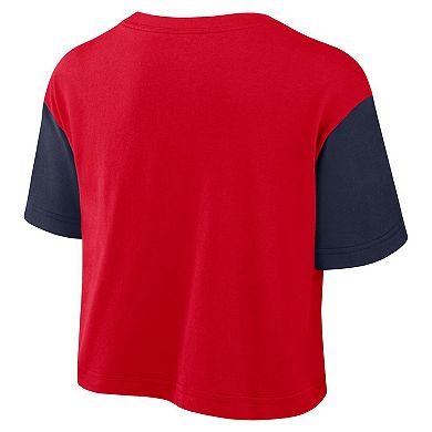 Women's Nike Red/Navy Arizona Wildcats Color-Block Script Dri-FIT Cropped T-Shirt