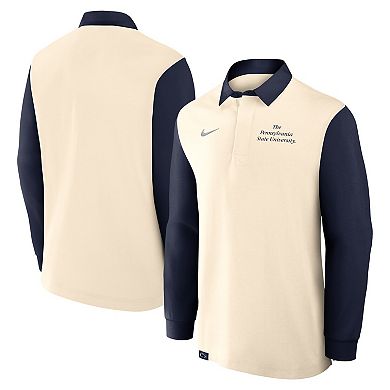 Men's Nike Tan/Navy Penn State Nittany Lions Rugby Long Sleeve Shirt