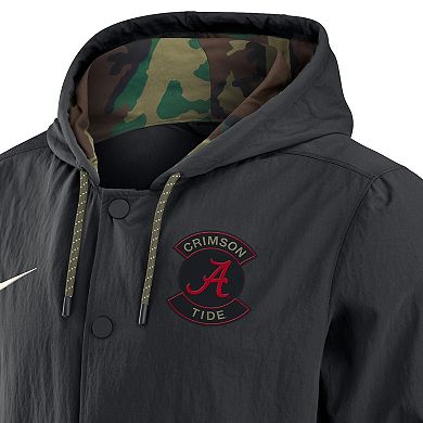 Men's Nike Black Alabama Crimson Tide 2025 NCAA Military Appreciation Full-Snap Jacket