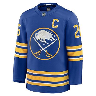Men's Fanatics Rasmus Dahlin Royal Buffalo Sabres Premium Jersey with Captain's Patch