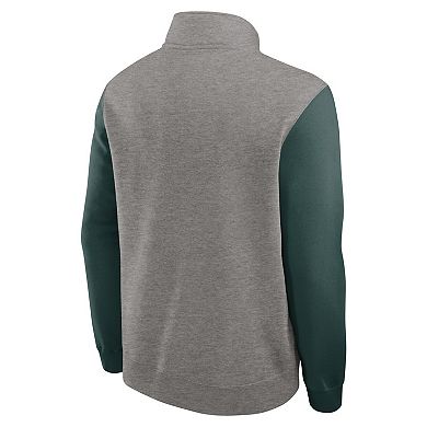 Men's Nike Heather Gray/Green Michigan State Spartans Club Fleece Half-Zip Pullover