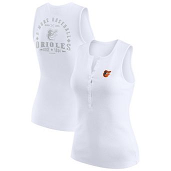 Women's WEAR by Erin Andrews White Baltimore Orioles Rib-Knit Henley Tank Top