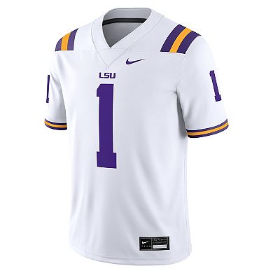 Men's Nike #1 White LSU Tigers Game Jersey