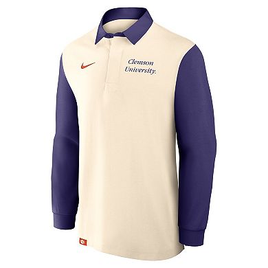 Men's Nike Tan/Purple Clemson Tigers Rugby Long Sleeve Shirt