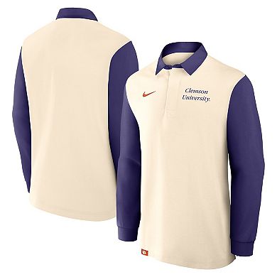 Men's Nike Tan/Purple Clemson Tigers Rugby Long Sleeve Shirt