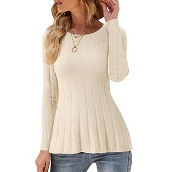 Women's Long Sleeve Sweaters Crewneck Stretch Knit Tops Fall Winter Casual Shirt