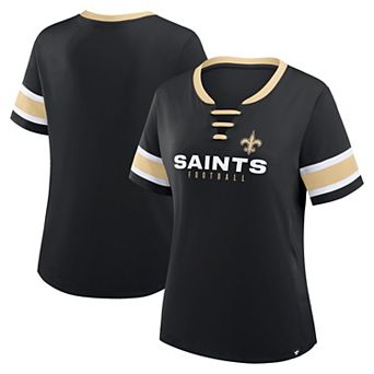 Women's Fanatics Black New Orleans Saints Redzone Draw Play Athena Lace-Up T-Shirt