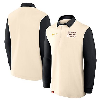 Men's Nike Tan/Black USC Trojans Rugby Long Sleeve Shirt