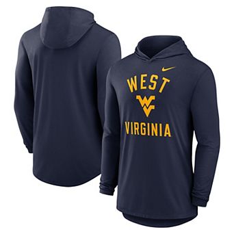 Men's Nike Navy West Virginia Mountaineers Classic Arch Tri-Blend Performance Long Sleeve Hoodie T-Shirt