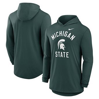 Men's Nike Green Michigan State Spartans Classic Arch Tri-Blend Performance Long Sleeve Hoodie T-Shirt