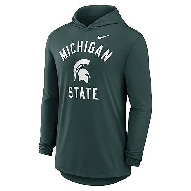 Men's Nike Green Michigan State Spartans Classic Arch Tri-Blend Long Sleeve Hoodie T-Shirt