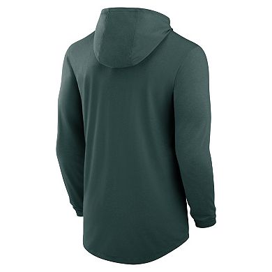Men's Nike Green Michigan State Spartans Classic Arch Tri-Blend Long Sleeve Hoodie T-Shirt