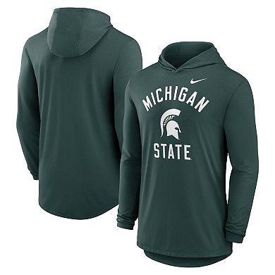 Men's Nike Green Michigan State Spartans Classic Arch Tri-Blend Long Sleeve Hoodie T-Shirt