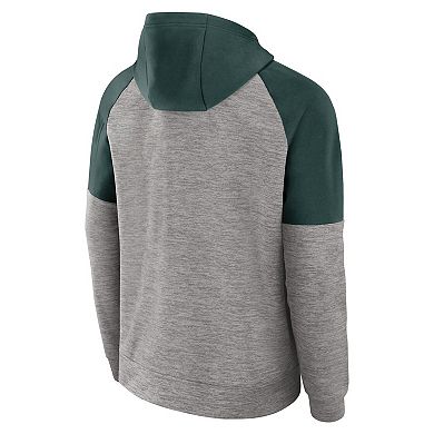 Men's Nike Heather Gray Michigan State Spartans Fitness Raglan Performance Full-Zip Hoodie