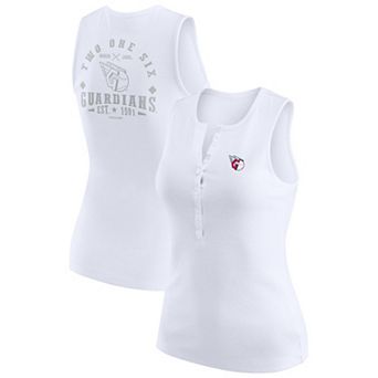 Women's WEAR by Erin Andrews White Cleveland Guardians Rib-Knit Henley Tank Top