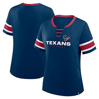 Women's Fanatics Navy Houston Texans Redzone Draw Play Athena Lace-Up T-Shirt