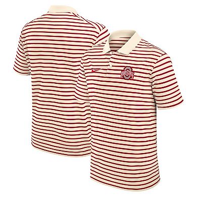 Men's Nike Cream Ohio State Buckeyes Solid Foundation Striped Performance Polo