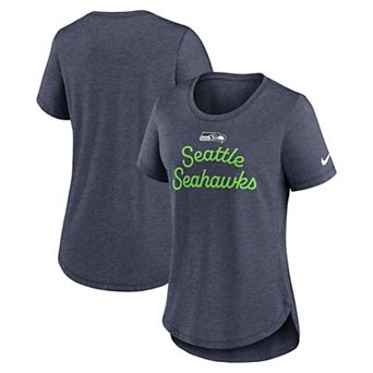 Women's Nike College Navy Seattle Seahawks Script Tri-Blend T-Shirt