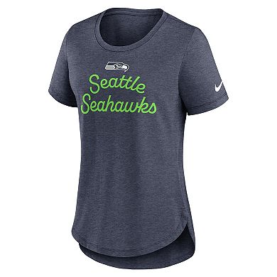 Women's Nike College Navy Seattle Seahawks Script Tri-Blend T-Shirt