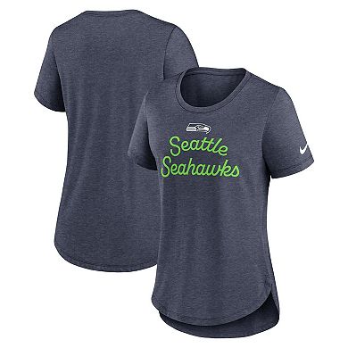 Women's Nike College Navy Seattle Seahawks Script Tri-Blend T-Shirt