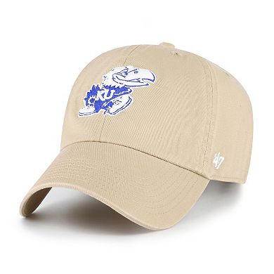 Men's '47 Khaki Kansas Jayhawks Clean Up Adjustable Hat