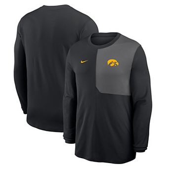 Men's Nike Black Iowa Hawkeyes 2025 Sideline Coach UV Performance Long Sleeve T-Shirt