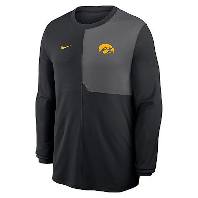 Men's Nike Black Iowa Hawkeyes 2025 Sideline Coach UV Performance Long Sleeve T-Shirt