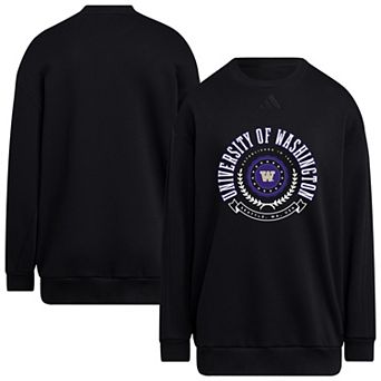 Women's adidas Black Washington Huskies Oversized Crewneck Pullover