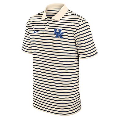 Men's Nike Cream Kentucky Wildcats Solid Foundation Striped Performance Polo