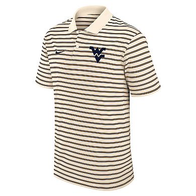 Men's Nike Cream West Virginia Mountaineers Solid Foundation Striped Performance Polo