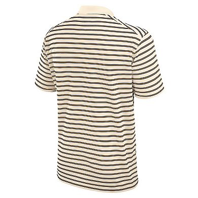Men's Nike Cream West Virginia Mountaineers Solid Foundation Striped Performance Polo