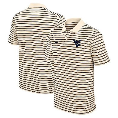 Men's Nike Cream West Virginia Mountaineers Solid Foundation Striped Performance Polo