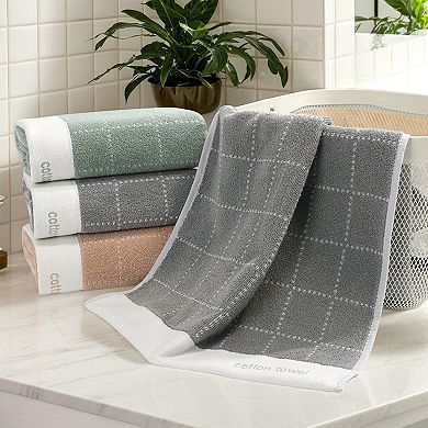Checkered Decorative Hand Towels for Bathroom, Soft Cotton Hand Towel 14x30 Inch