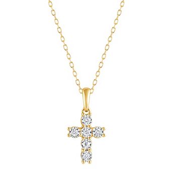 Diamond Brilliance Sterling Silver 1/10 Carat T.W. Lab Grown Diamond Cross Pendant Necklace