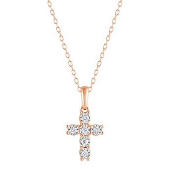 Diamond Brilliance Sterling Silver 1/10 Carat T.W. Lab Grown Diamond Cross Pendant Necklace
