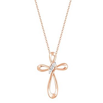 Diamond Brilliance Sterling Silver 1/10 Carat T.W. Lab Grown Diamond Round Cross Pendant Necklace