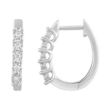 Diamond Brilliance Sterling Silver 1/10 Carat T.W. Lab Grown Diamond Polished Hoop Earrings