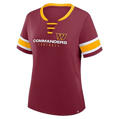 Women's Fanatics Burgundy Washington Commanders Redzone Draw Play Athena Lace-Up T-Shirt