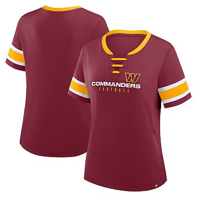 Women's Fanatics Burgundy Washington Commanders Redzone Draw Play Athena Lace-Up T-Shirt