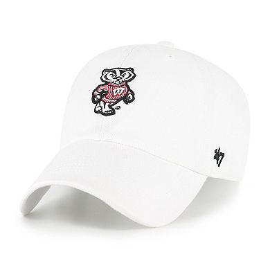 Men's '47 White Wisconsin Badgers Clean Up Adjustable Hat