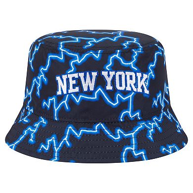 Men's New Era Black/Light Blue New York Knicks Summer Sun and Storm Reversible Bucket Hat