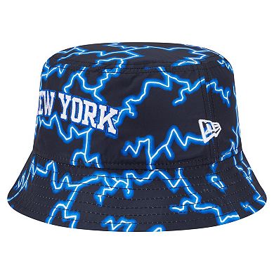 Men's New Era Black/Light Blue New York Knicks Summer Sun and Storm Reversible Bucket Hat