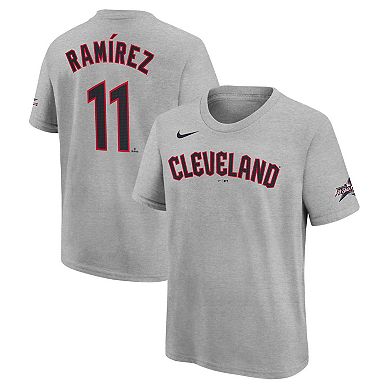Youth Nike José Ramírez Heather Gray Cleveland Guardians 2025 MLB All-Star Edition Name & Number T-Shirt