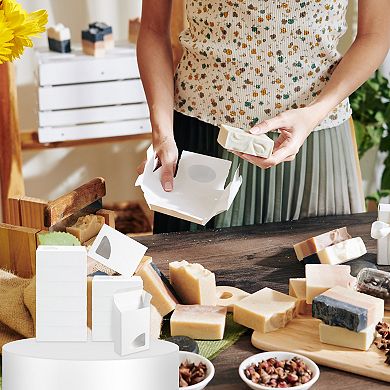 3.8"x2.8"x1.2" Paper Soap Box with Window, 40 Pack Homemade Triangle Presents Packaging Boxes