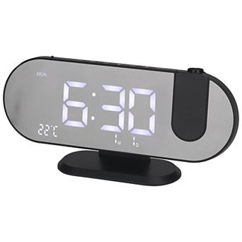 Projection Alarm Clock w Big Number Temperature Day of Week Display, Dimmable 12/24H, 8.2x2x2.9 inch