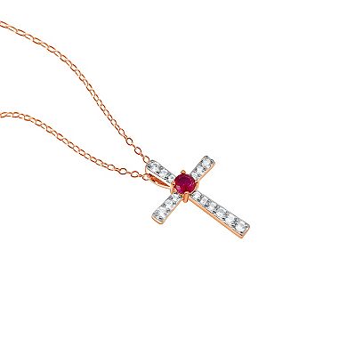 Gemstone Brilliance Lab Created Gemstone Cross Pendant Necklace