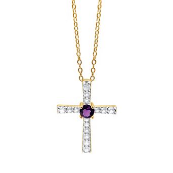 Gemstone Brilliance Lab Created Gemstone Cross Pendant Necklace