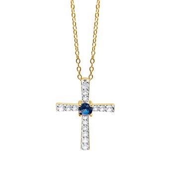 Gemstone Brilliance Lab Created Gemstone Cross Pendant Necklace