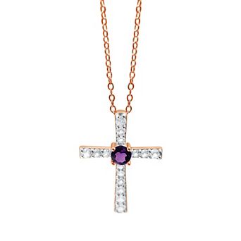 Gemstone Brilliance Lab Created Gemstone Cross Pendant Necklace