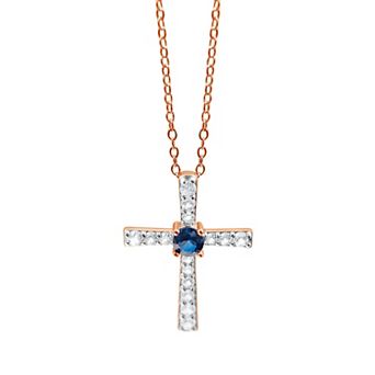 Gemstone Brilliance Lab Created Gemstone Cross Pendant Necklace